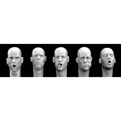 Different bald heads eating and drinking