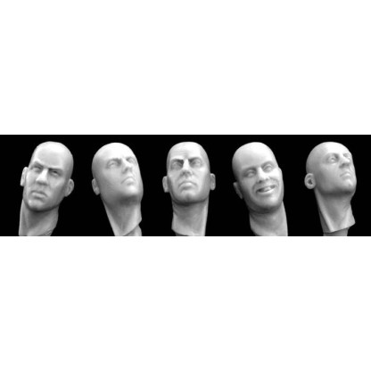 Different bareheads w/necks turned sidew