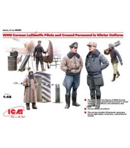 WWII German Luftwaffe Pilots and Ground Personnel in Winter Uniform...