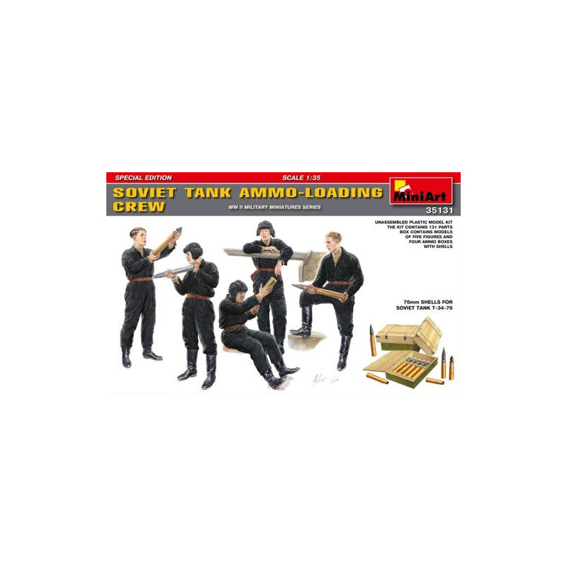 Soviet Tank Ammo-Loading Crew Set x 5 figures and 76mm T-34-76 shel...