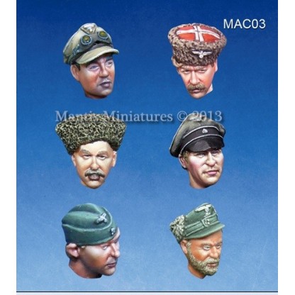 HEADS SET 1 WW2 GERMAN OFFICERS HEADS 1/35