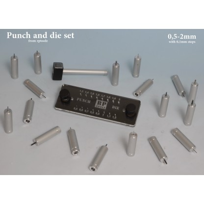 Punch and die set,from 0,5mm to 2mm with 0,1mm