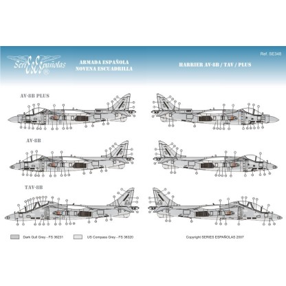 CALCAS HARRIER AV-8B/TAV/PLUS 1/72